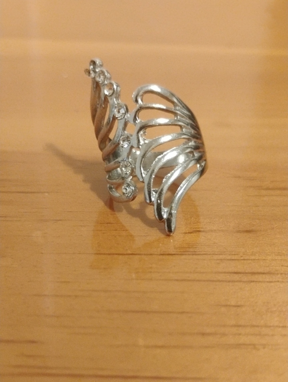 Silver Wing Ear Cuff with Crystal Accents - Women's Jewelry